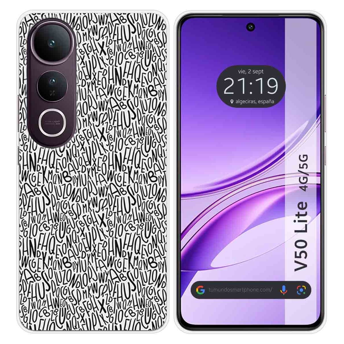 Funda Silicona para Vivo V50 Lite 4G / 5G diseño Letras Dibujos