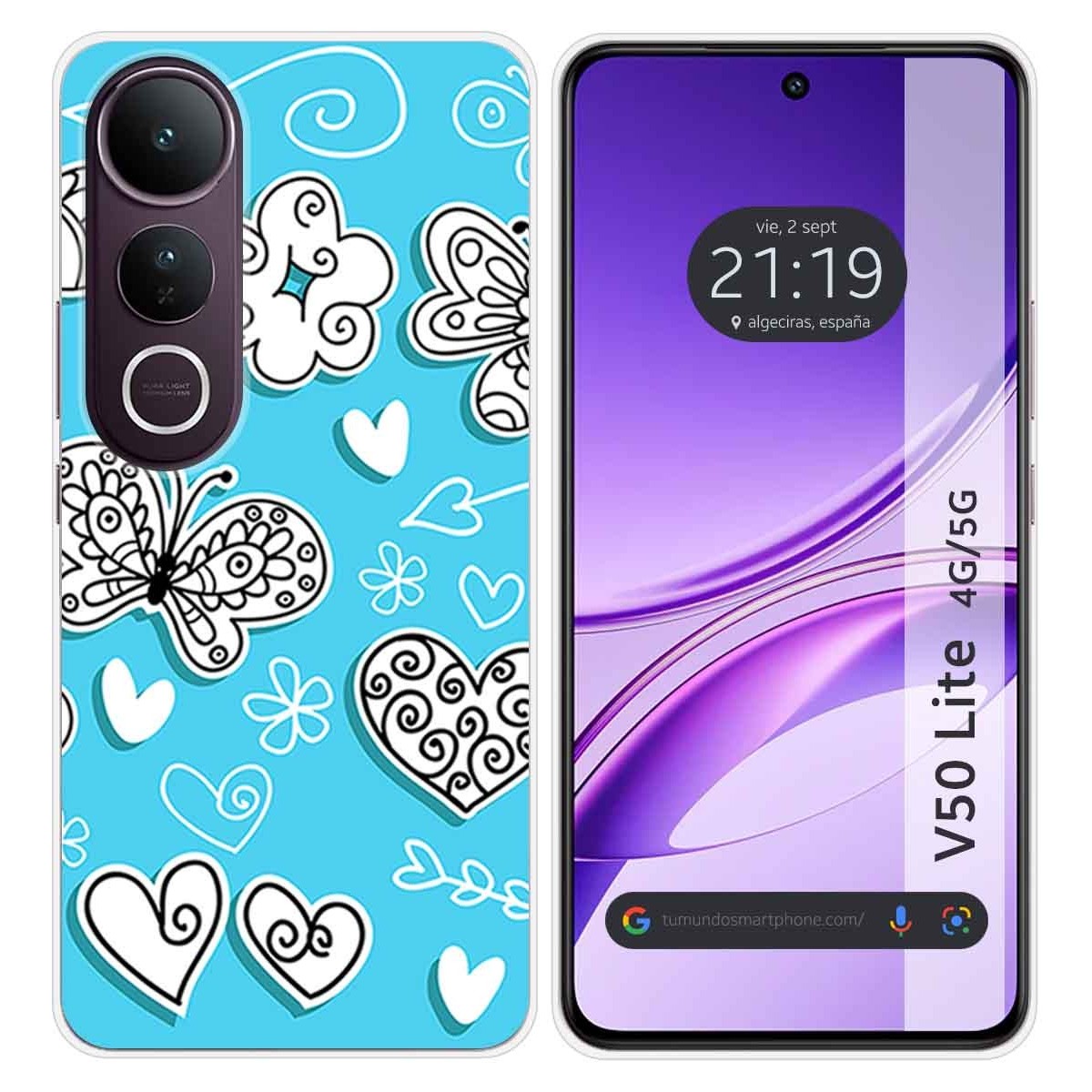 Funda Silicona para Vivo V50 Lite 4G / 5G diseño Mariposas Dibujos