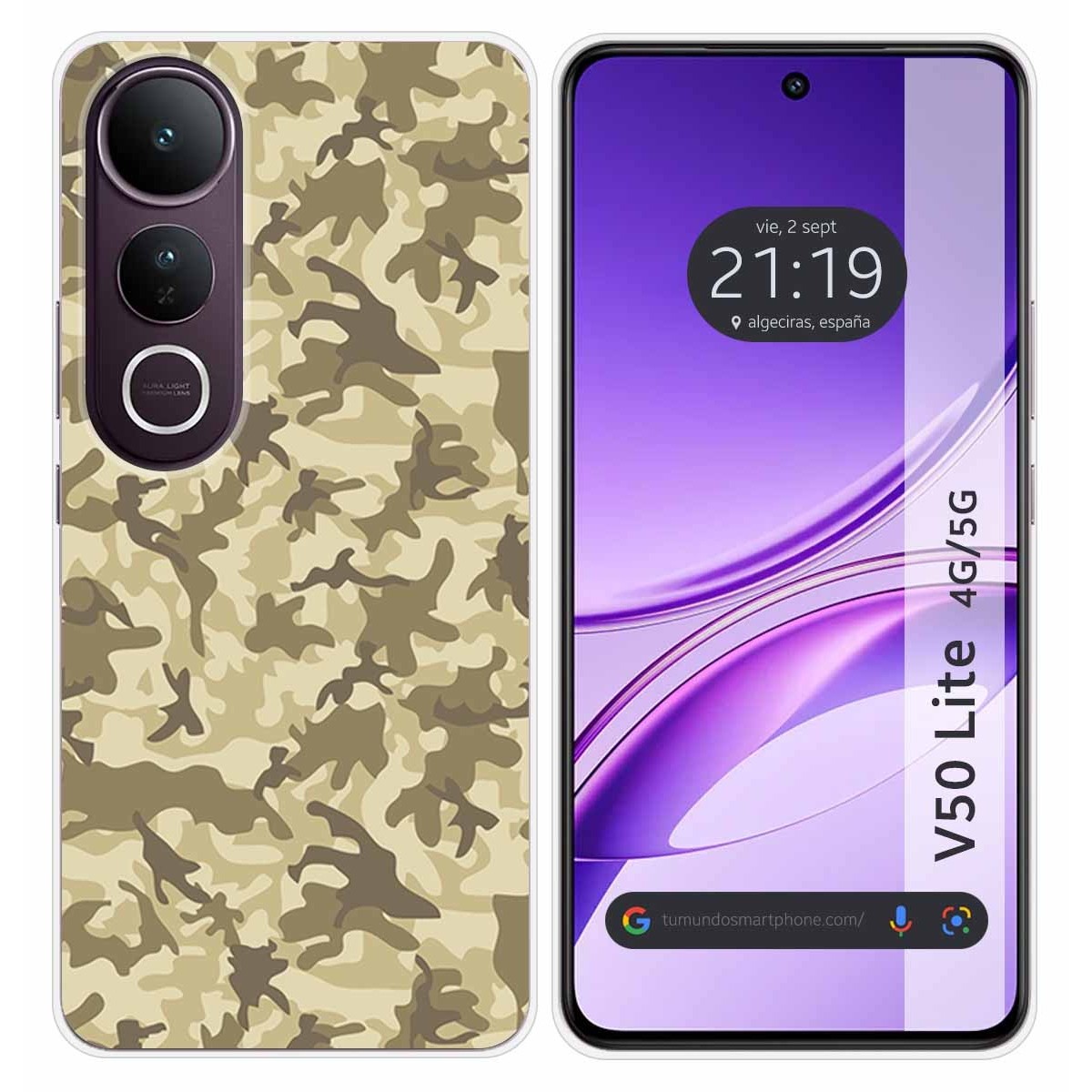 Funda Silicona para Vivo V50 Lite 4G / 5G diseño Sand Camuflaje Dibujos