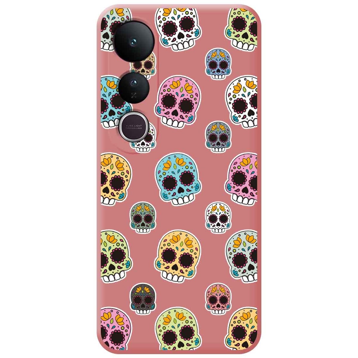 Funda Silicona Líquida Rosa para Vivo V50 Lite 4G / 5G diseño Catrina Dibujos
