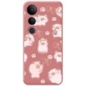 Funda Silicona Líquida Rosa para Vivo V50 Lite 4G / 5G diseño Cerdos Dibujos