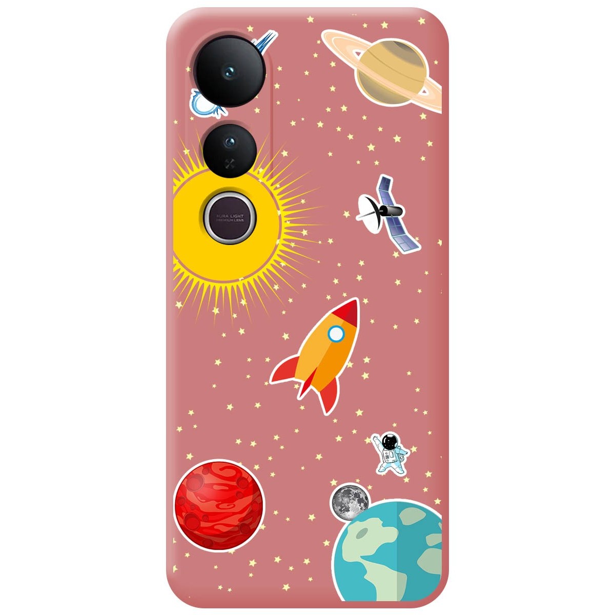 Funda Silicona Líquida Rosa para Vivo V50 Lite 4G / 5G diseño Espacio Dibujos