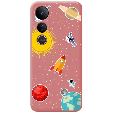 Funda Silicona Líquida Rosa para Vivo V50 Lite 4G / 5G diseño Espacio Dibujos