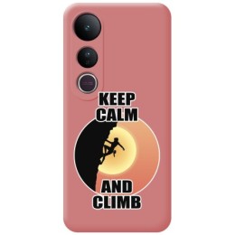 Funda Silicona Líquida Rosa para Vivo V50 Lite 4G / 5G diseño Mujer Escalada Dibujos