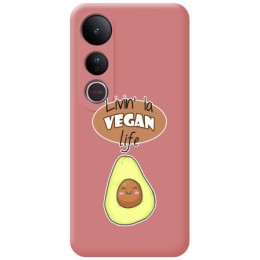 Funda Silicona Líquida Rosa para Vivo V50 Lite 4G / 5G diseño Vegan Life Dibujos