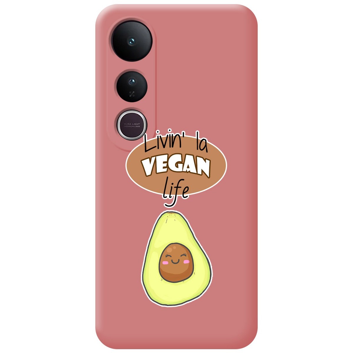 Funda Silicona Líquida Rosa para Vivo V50 Lite 4G / 5G diseño Vegan Life Dibujos