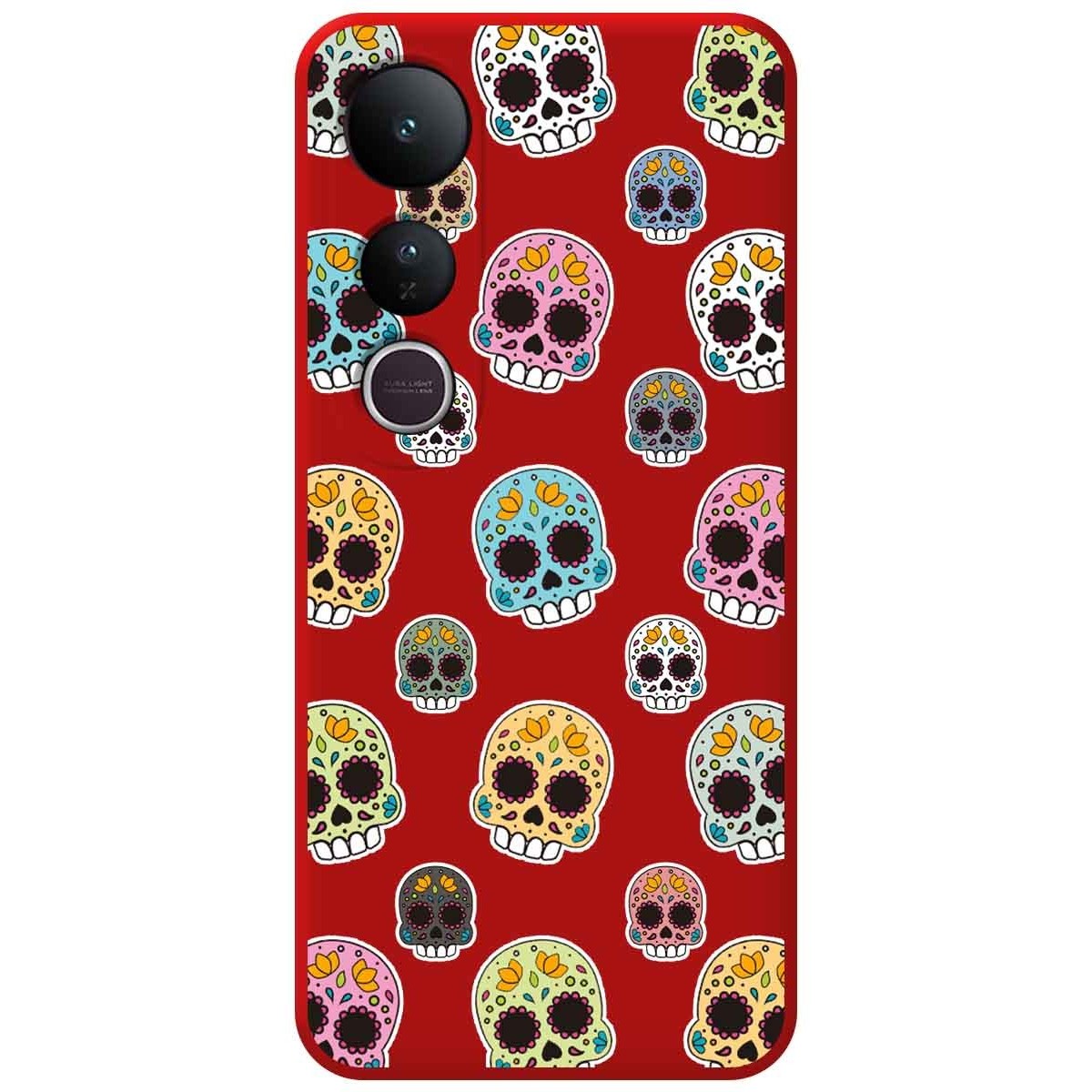 Funda Silicona Líquida Roja para Vivo V50 Lite 4G / 5G diseño Catrina Dibujos