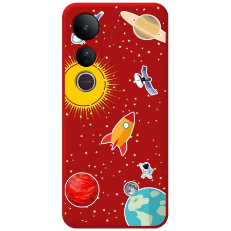 Funda Silicona Líquida Roja para Vivo V50 Lite 4G / 5G diseño Espacio Dibujos