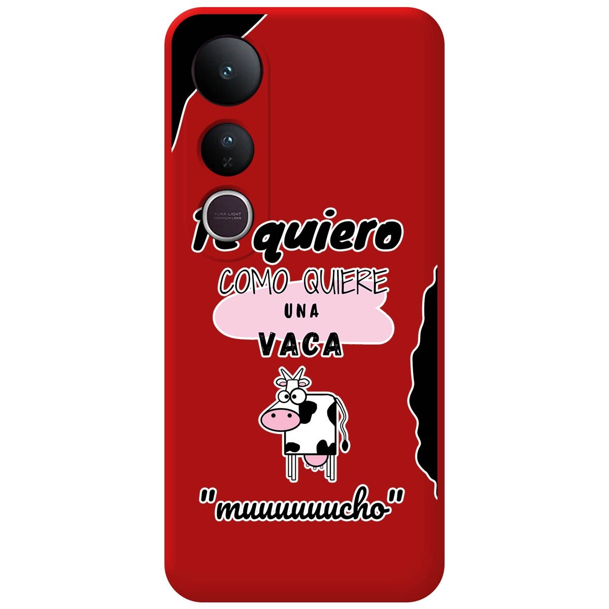 Funda Silicona Líquida Roja para Vivo V50 Lite 4G / 5G diseño Vaca Dibujos