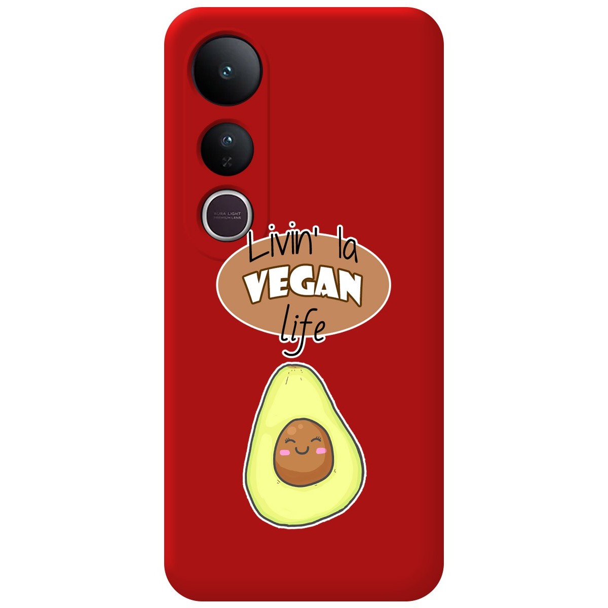 Funda Silicona Líquida Roja para Vivo V50 Lite 4G / 5G diseño Vegan Life Dibujos