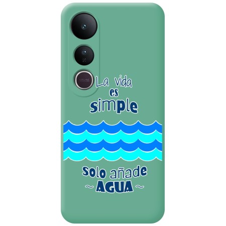 Funda Silicona Líquida Verde para Vivo V50 Lite 4G / 5G diseño Agua Dibujos