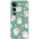 Funda Silicona Líquida Verde para Vivo V50 Lite 4G / 5G diseño Cerdos Dibujos