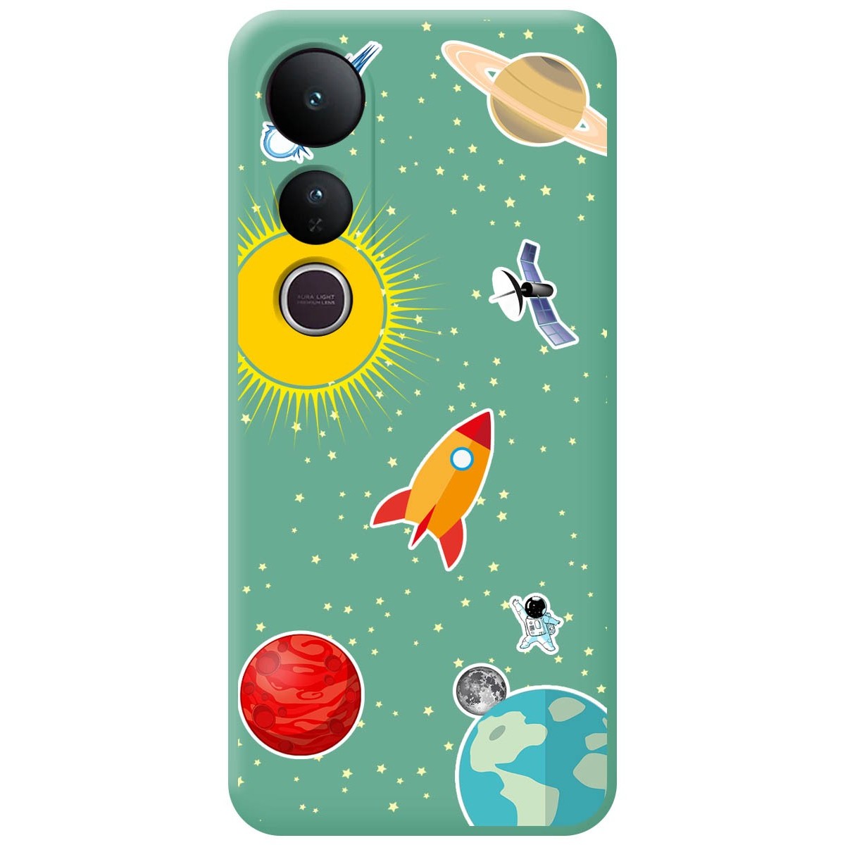 Funda Silicona Líquida Verde para Vivo V50 Lite 4G / 5G diseño Espacio Dibujos