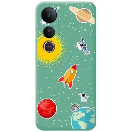 Funda Silicona Líquida Verde para Vivo V50 Lite 4G / 5G diseño Espacio Dibujos