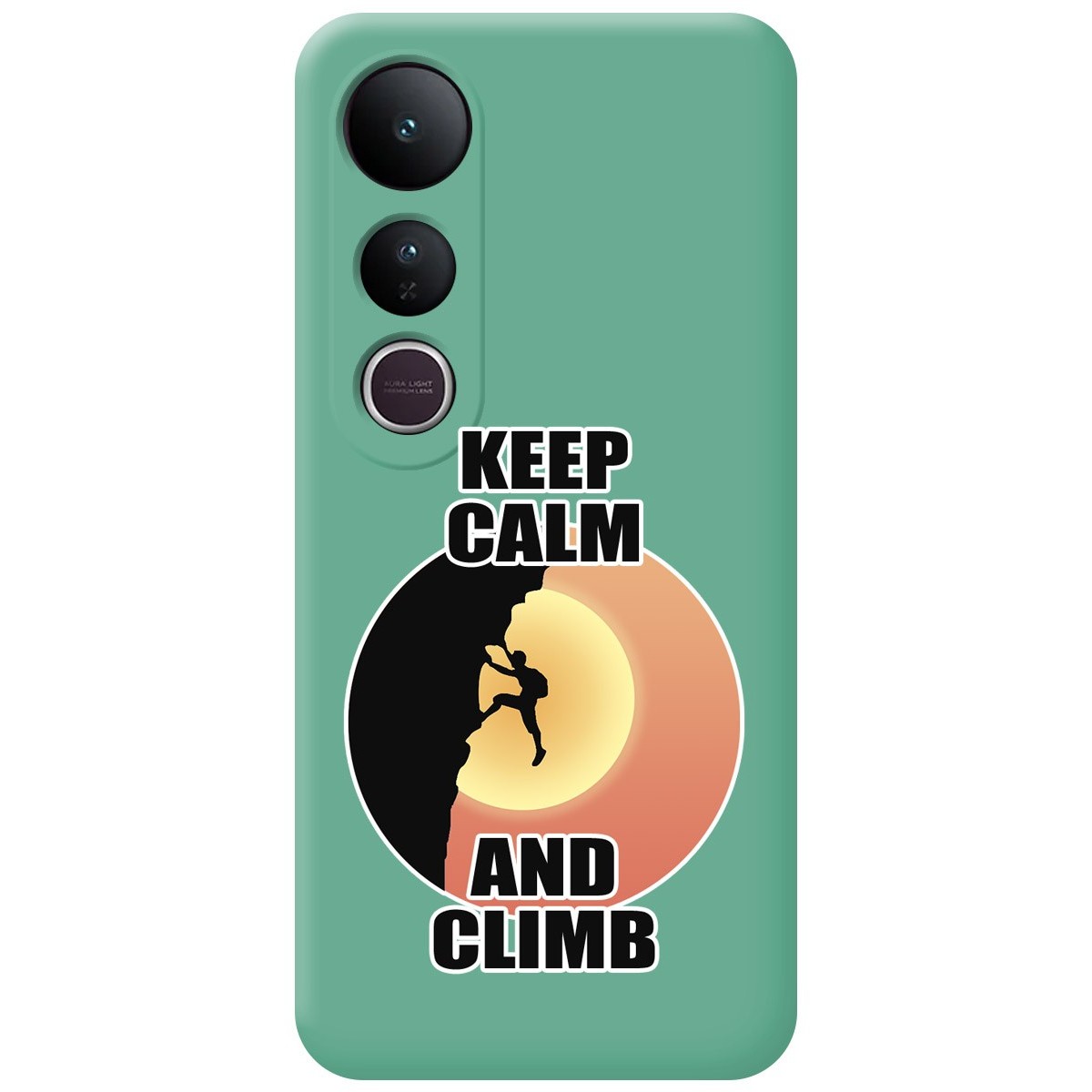 Funda Silicona Líquida Verde para Vivo V50 Lite 4G / 5G diseño Hombre Escalada Dibujos