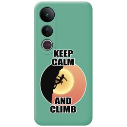 Funda Silicona Líquida Verde para Vivo V50 Lite 4G / 5G diseño Mujer Escalada Dibujos