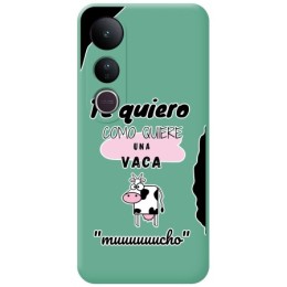 Funda Silicona Líquida Verde para Vivo V50 Lite 4G / 5G diseño Vaca Dibujos