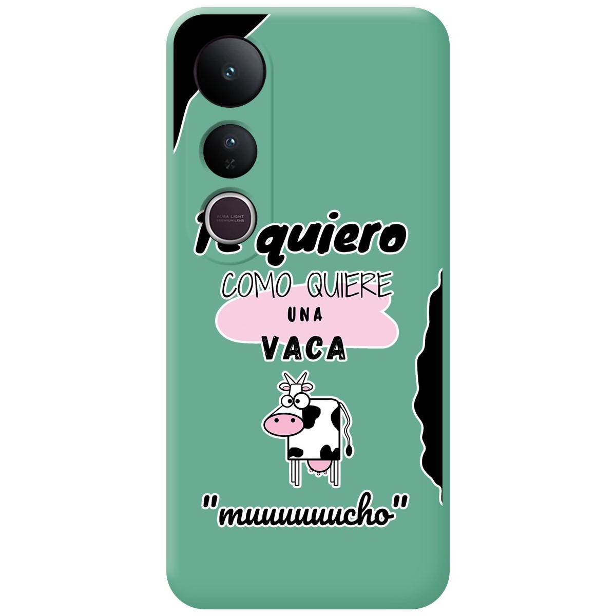 Funda Silicona Líquida Verde para Vivo V50 Lite 4G / 5G diseño Vaca Dibujos