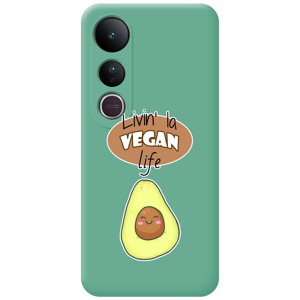Funda Silicona Líquida Verde para Vivo V50 Lite 4G / 5G diseño Vegan Life Dibujos