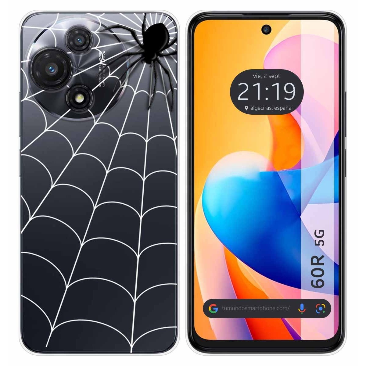 Funda Silicona Transparente para TCL 60R 5G diseño Araña Dibujos
