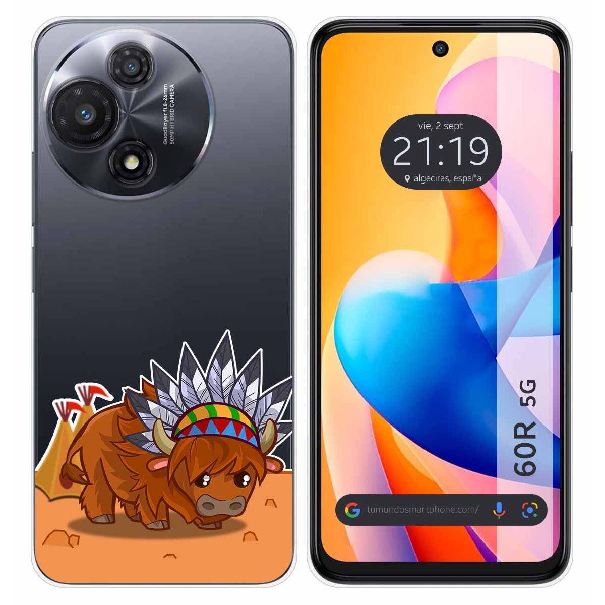 Funda Silicona Transparente para TCL 60R 5G diseño Bufalo Dibujos