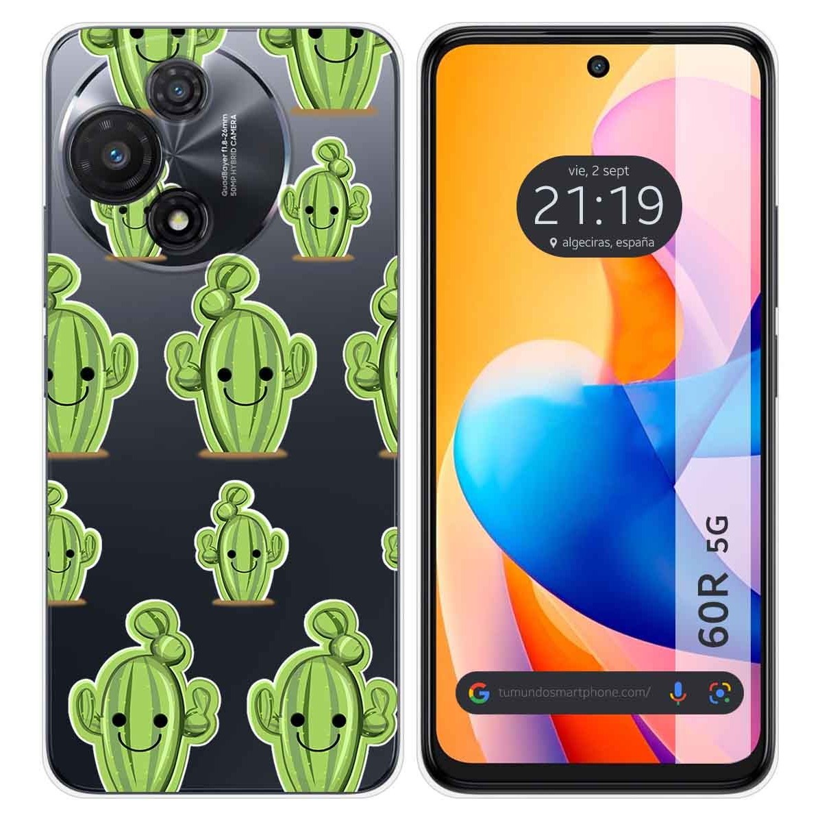 Funda Silicona Transparente para TCL 60R 5G diseño Cactus Dibujos