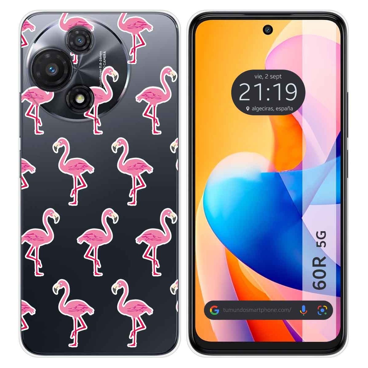 Funda Silicona Transparente para TCL 60R 5G diseño Flamenco Dibujos
