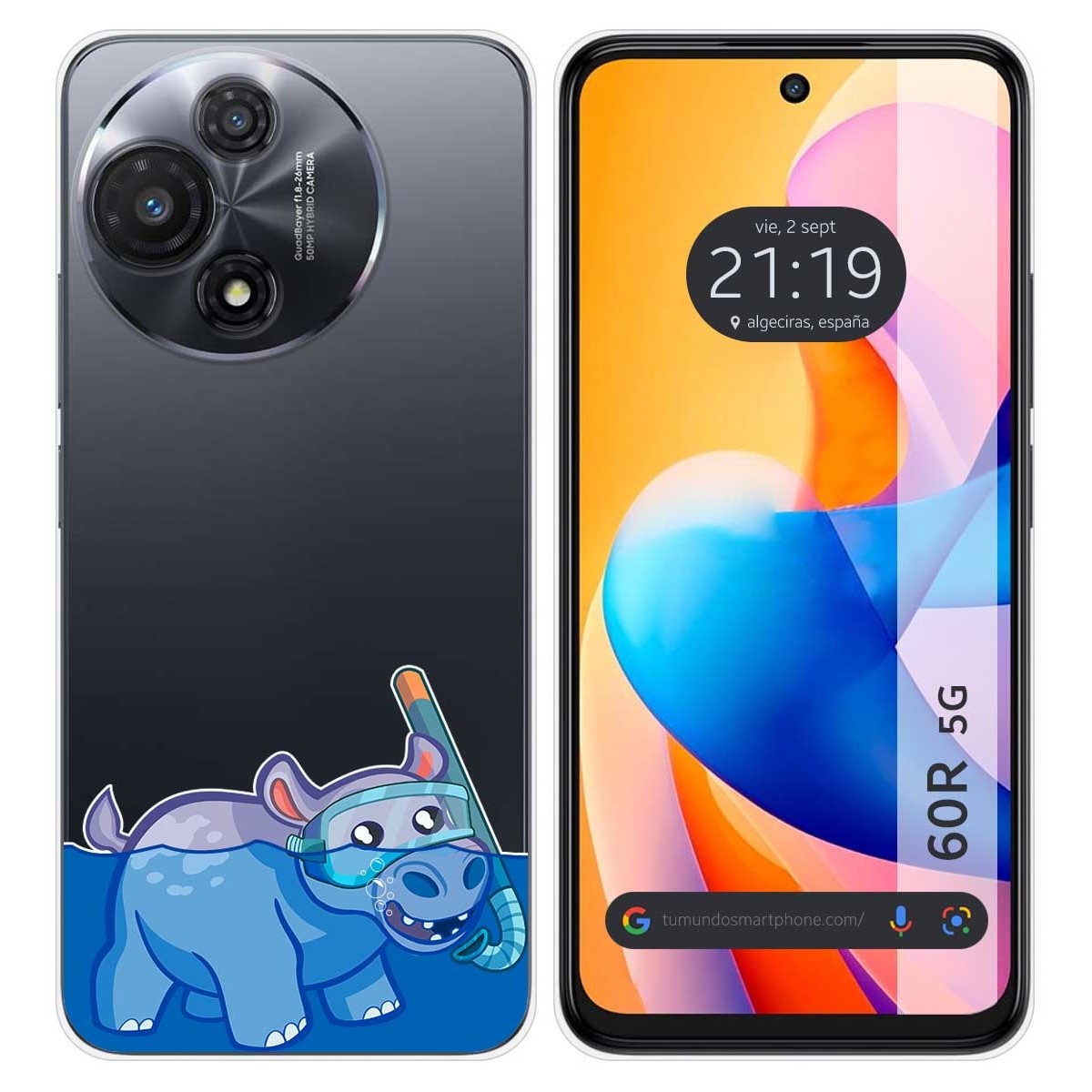 Funda Silicona Transparente para TCL 60R 5G diseño Hipo Dibujos