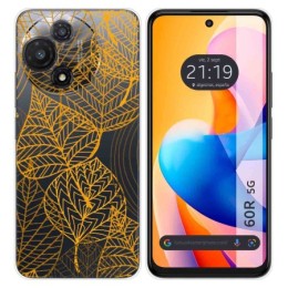 Funda Silicona Transparente para TCL 60R 5G diseño Hojas Dibujos