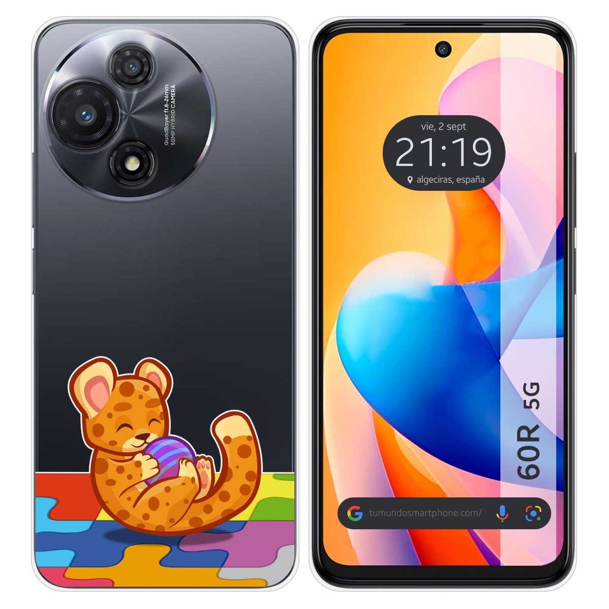 Funda Silicona Transparente para TCL 60R 5G diseño Leopardo Dibujos