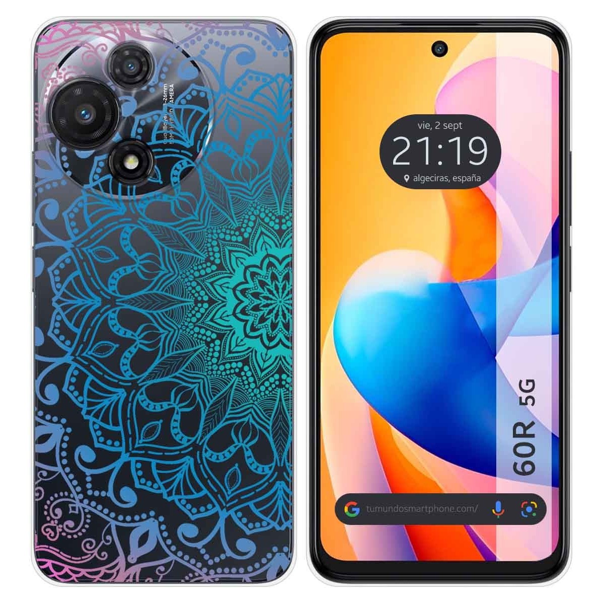 Funda Silicona Transparente para TCL 60R 5G diseño Mandala Dibujos