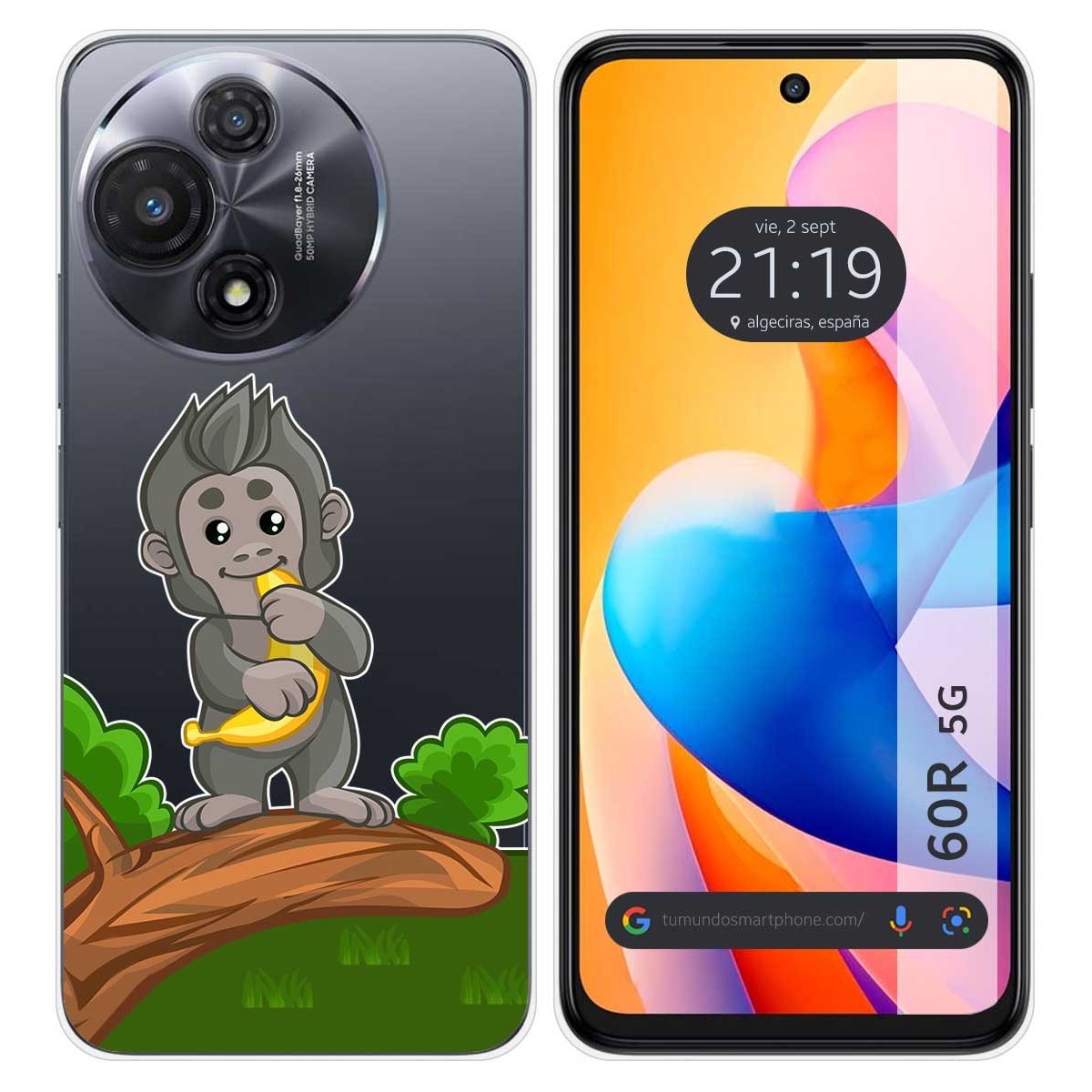 Funda Silicona Transparente para TCL 60R 5G diseño Mono Dibujos