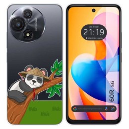 Funda Silicona Transparente para TCL 60R 5G diseño Panda Dibujos