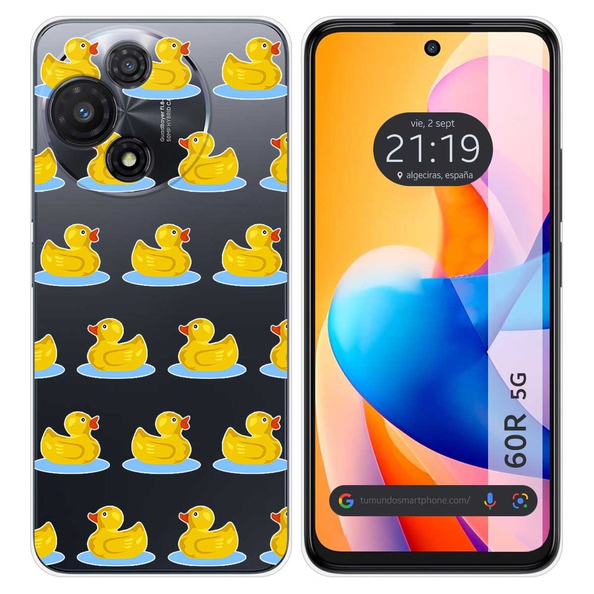 Funda Silicona Transparente para TCL 60R 5G diseño Pato Dibujos