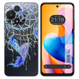 Funda Silicona Transparente para TCL 60R 5G diseño Plumas Dibujos
