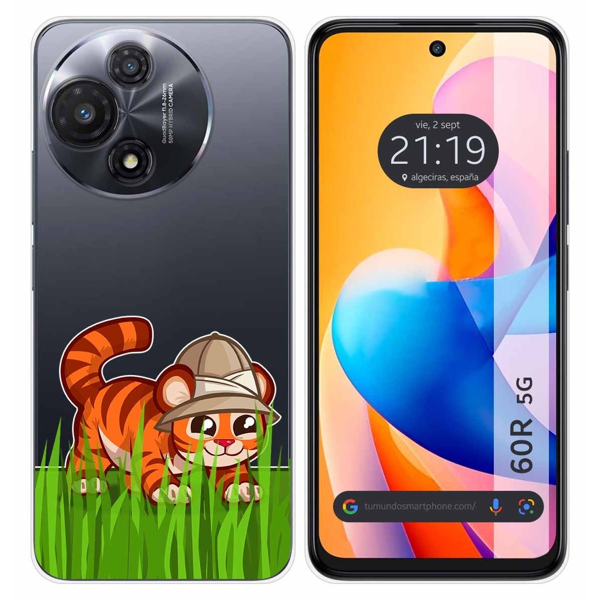 Funda Silicona Transparente para TCL 60R 5G diseño Tigre Dibujos