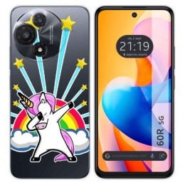 Funda Silicona Transparente para TCL 60R 5G diseño Unicornio Dibujos
