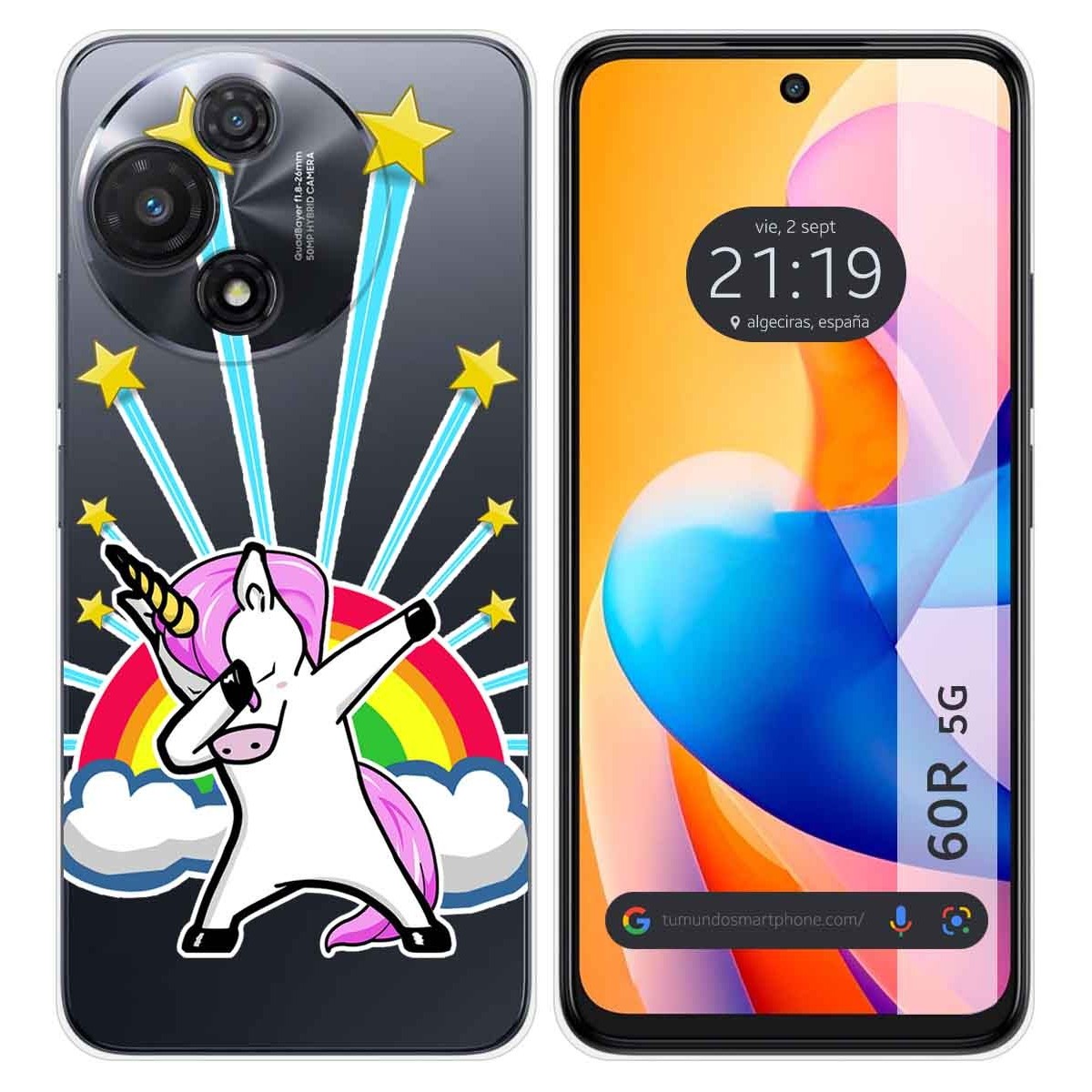 Funda Silicona Transparente para TCL 60R 5G diseño Unicornio Dibujos