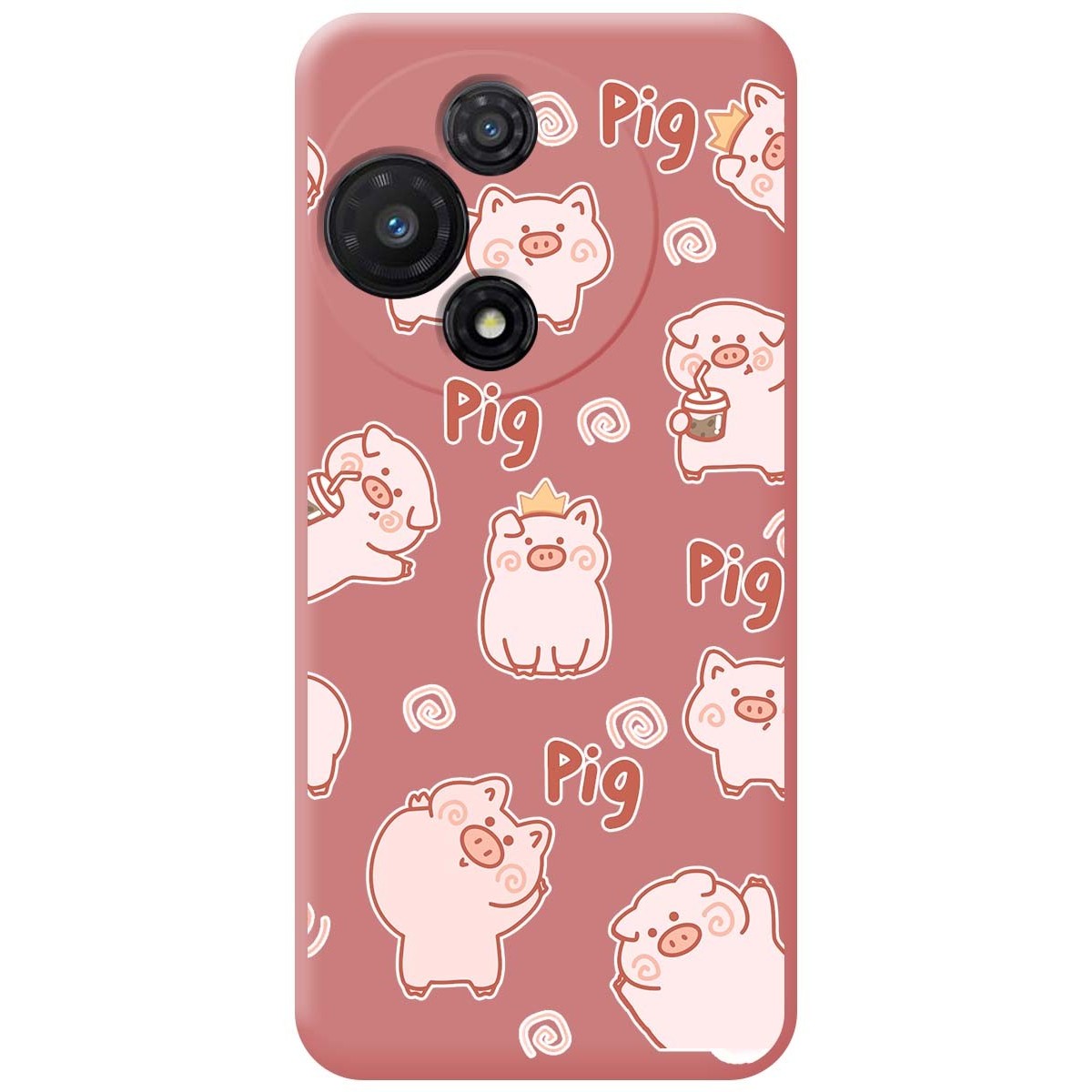 Funda Silicona Líquida Rosa para TCL 60R 5G diseño Cerdos Dibujos
