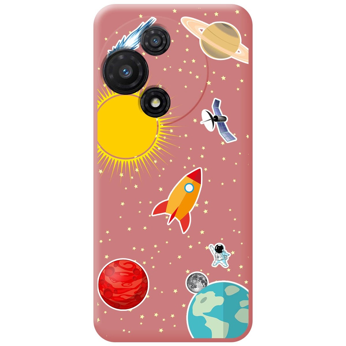 Funda Silicona Líquida Rosa para TCL 60R 5G diseño Espacio Dibujos
