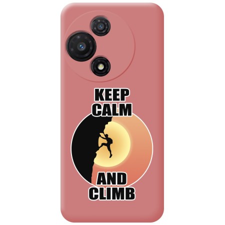 Funda Silicona Líquida Rosa para TCL 60R 5G diseño Hombre Escalada Dibujos