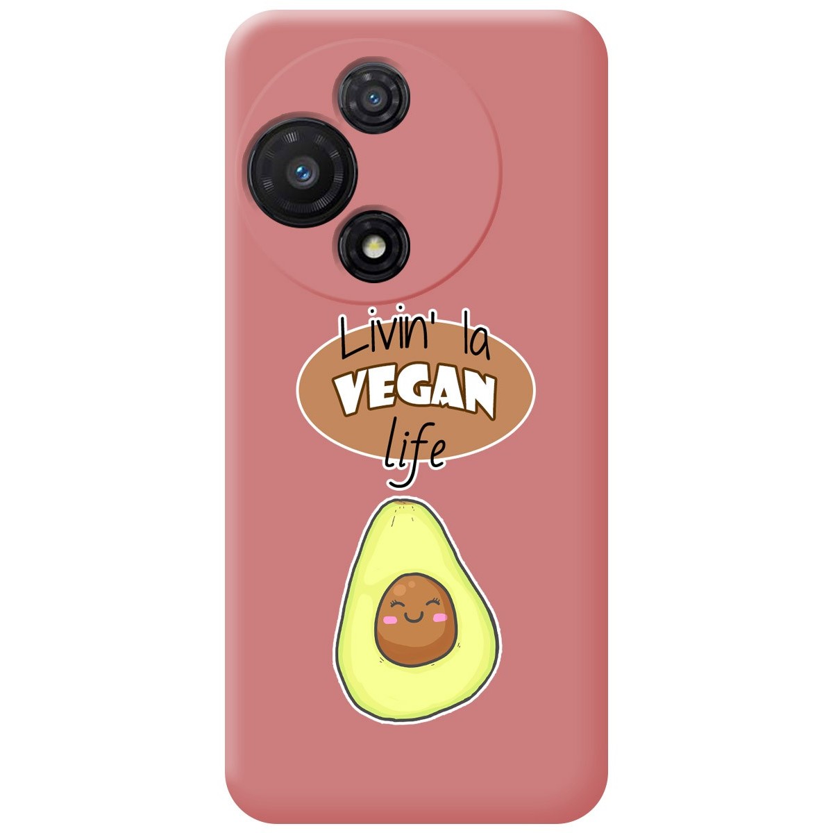 Funda Silicona Líquida Rosa para TCL 60R 5G diseño Vegan Life Dibujos