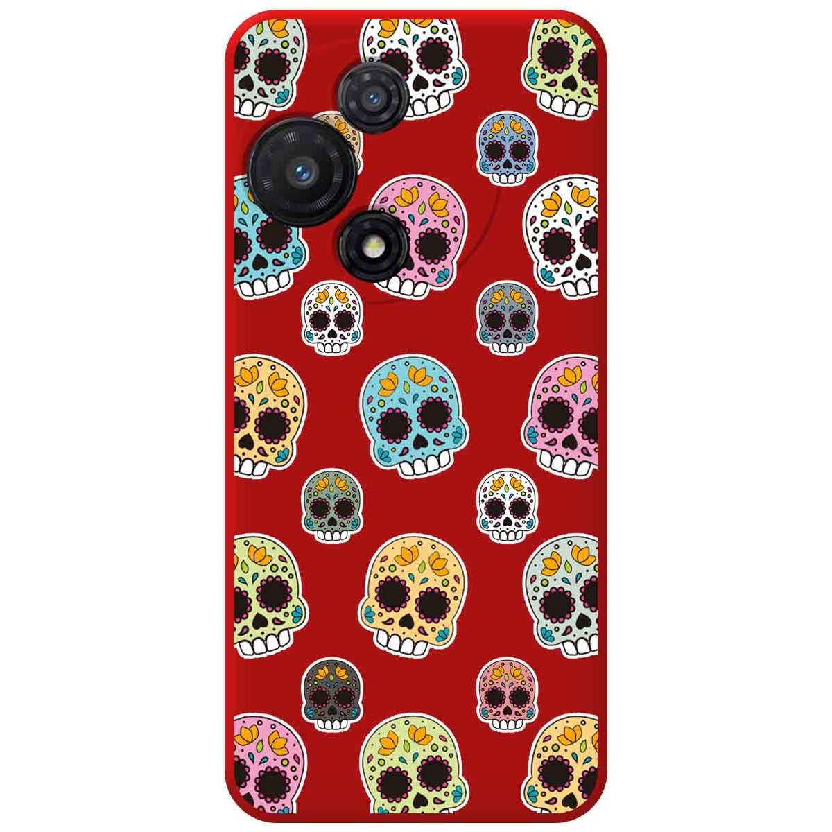 Funda Silicona Líquida Roja para TCL 60R 5G diseño Catrina Dibujos