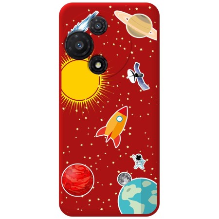 Funda Silicona Líquida Roja para TCL 60R 5G diseño Espacio Dibujos
