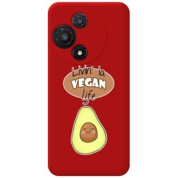 Funda Silicona Líquida Roja para TCL 60R 5G diseño Vegan Life Dibujos