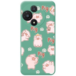 Funda Silicona Líquida Verde para TCL 60R 5G diseño Cerdos Dibujos