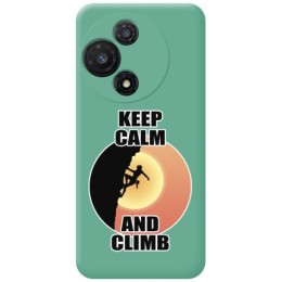 Funda Silicona Líquida Verde para TCL 60R 5G diseño Mujer Escalada Dibujos