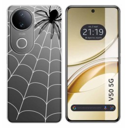 Funda Silicona Transparente para Vivo V50 5G diseño Araña Dibujos
