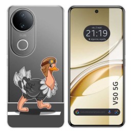 Funda Silicona Transparente para Vivo V50 5G diseño Avestruz Dibujos