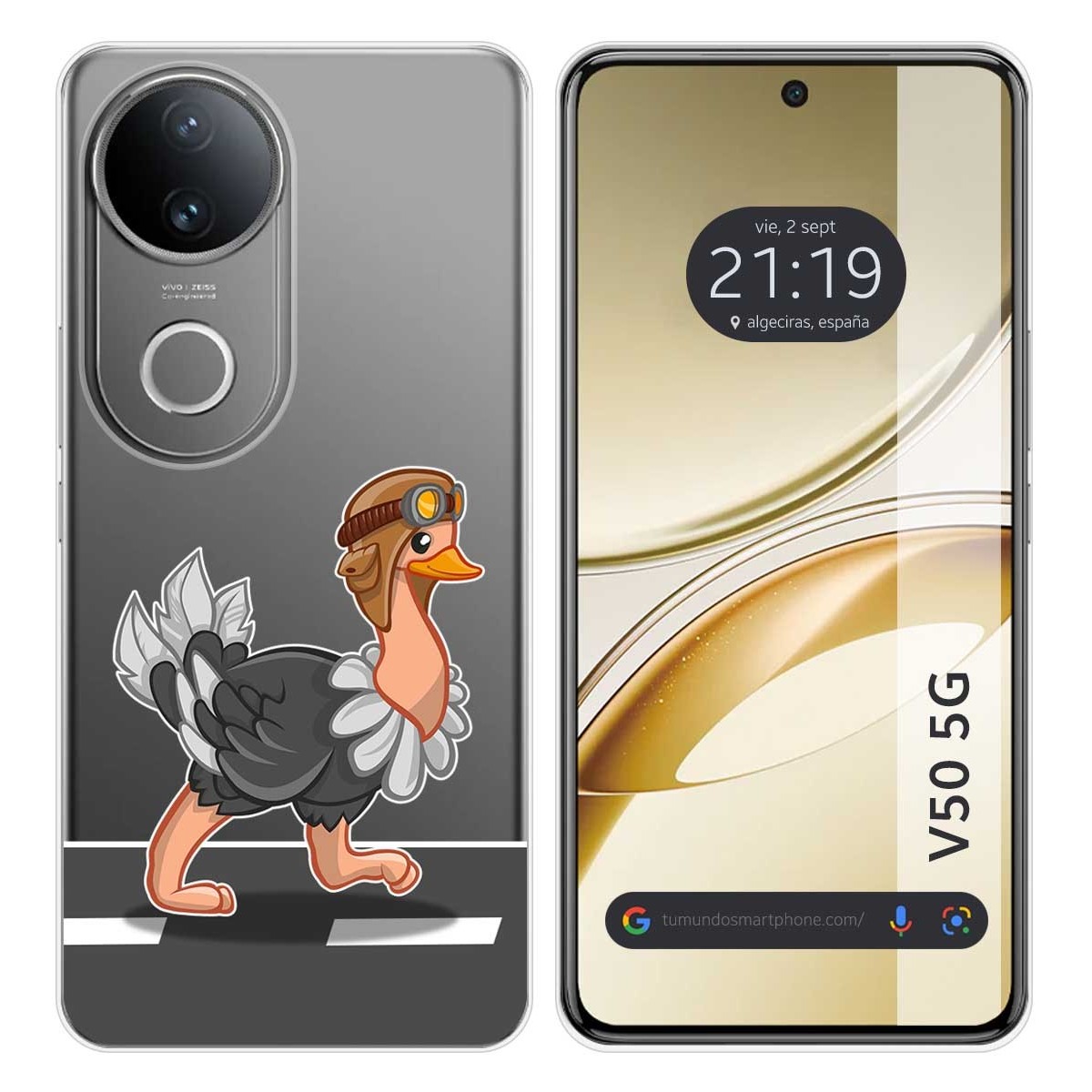 Funda Silicona Transparente para Vivo V50 5G diseño Avestruz Dibujos